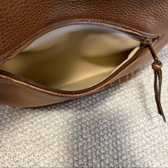 Max New York Copper Camel Croc Print Leather Asymmetrical Shoulder Crossbody Bag - Picture 7 of 10